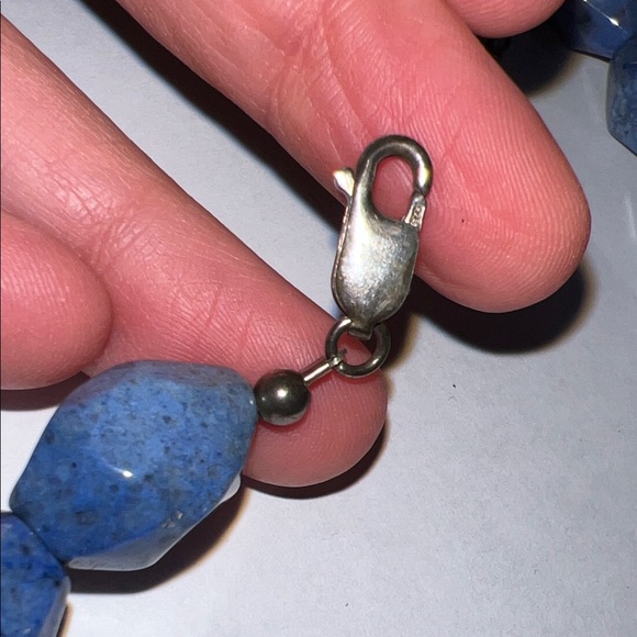 Blue Polished Stone Necklace with lobster clasp - Picture 4 of 10